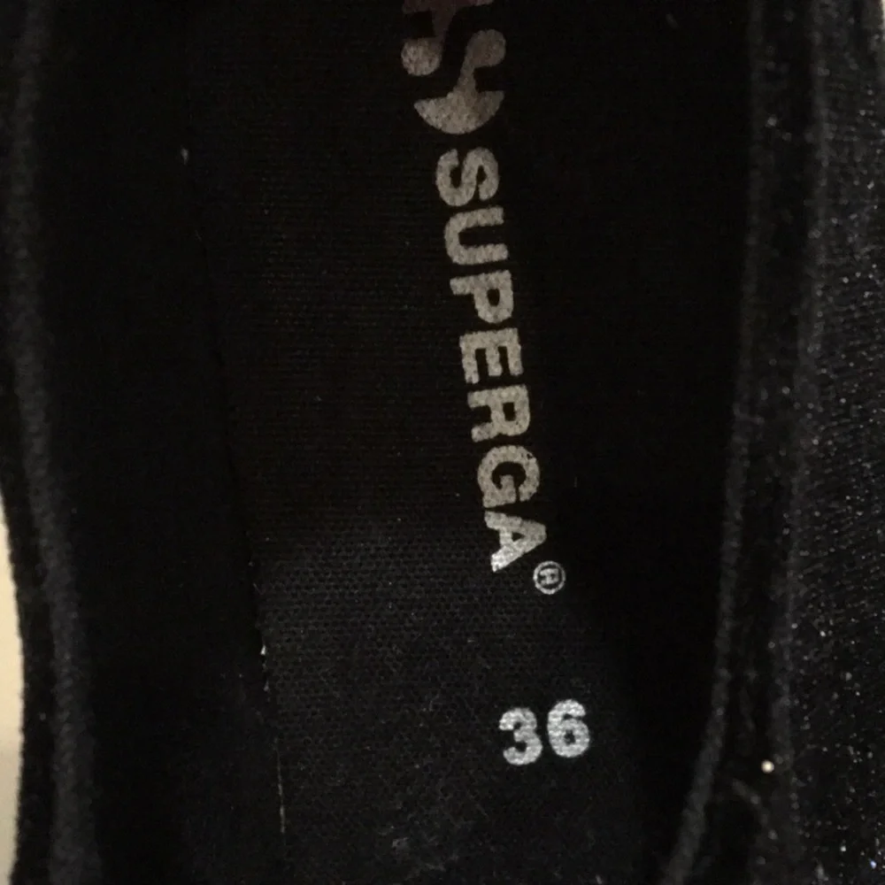 SUPERGA unisex lace up Black Velvet Glitter Sneaker shoe Size 36 (6W/ 4.5M)